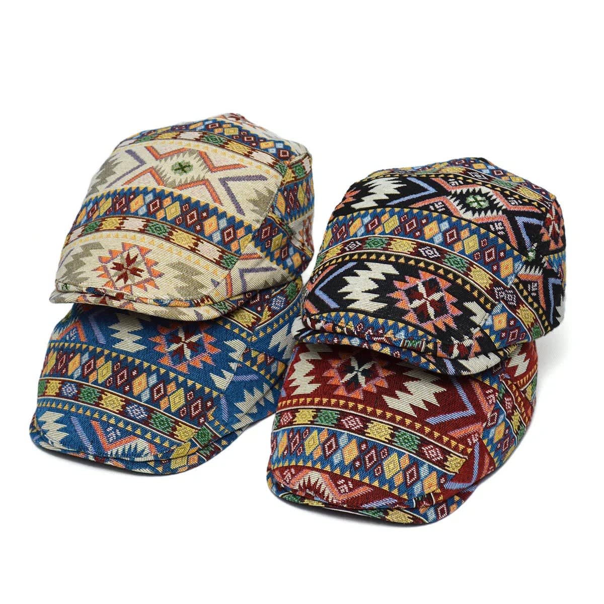 Dylan Woven Aztec Pattern Flat Cap