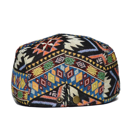Dylan Woven Aztec Pattern Flat Cap_5
