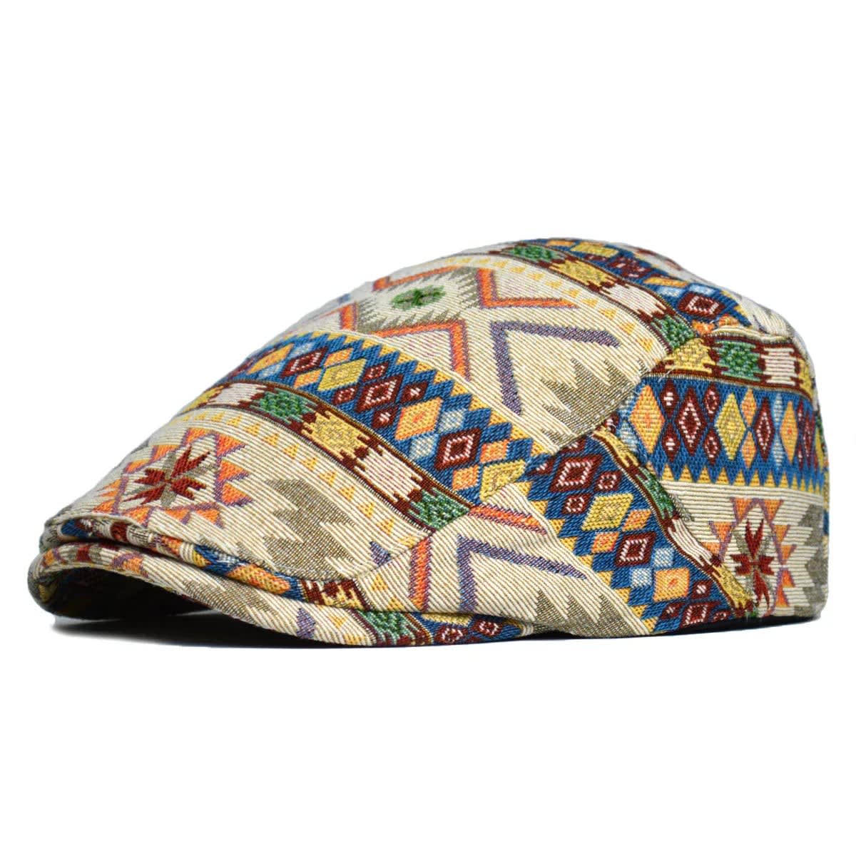 Dylan Woven Aztec Pattern Flat Cap