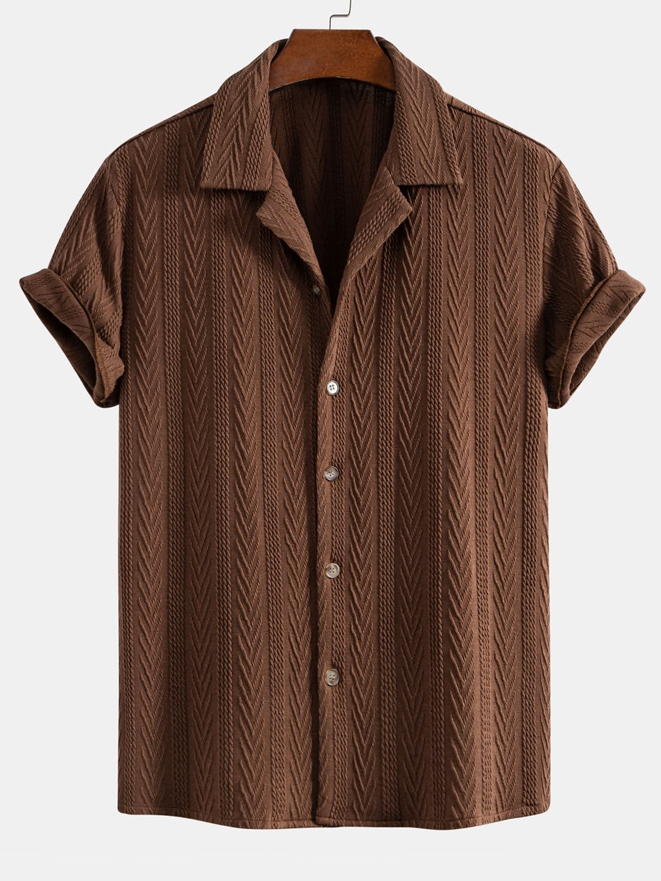 Griffin Textured Camp Collar Shirt and Trouser Set_5