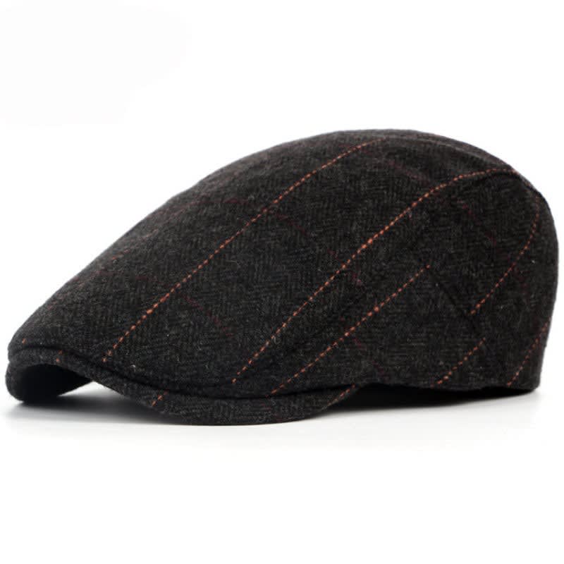 Colby Herringbone Contrast Stitch Flat Cap