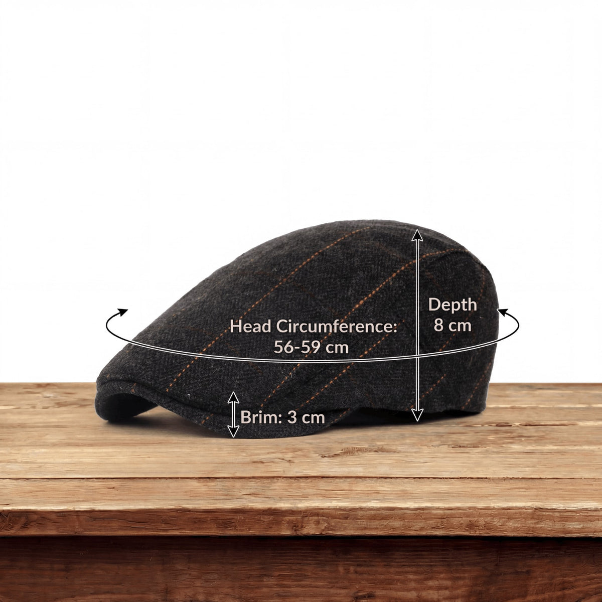 Colby Herringbone Contrast Stitch Flat Cap