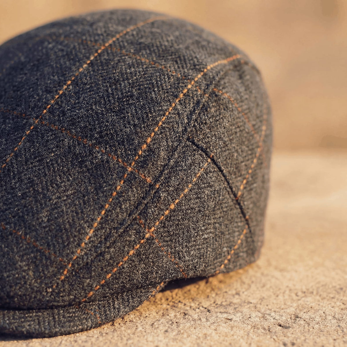 Colby Herringbone Contrast Stitch Flat Cap