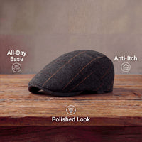 Colby Herringbone Contrast Stitch Flat Cap