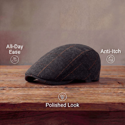 Colby Herringbone Contrast Stitch Flat Cap_6
