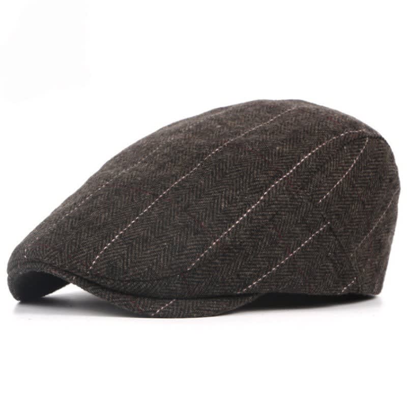 Colby Herringbone Contrast Stitch Flat Cap