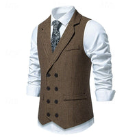 Denton Herringbone Tweed Double Breasted Waistcoat