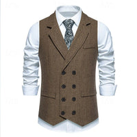 Denton Herringbone Tweed Double Breasted Waistcoat