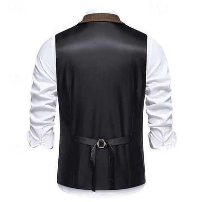 Denton Herringbone Tweed Double Breasted Waistcoat_5