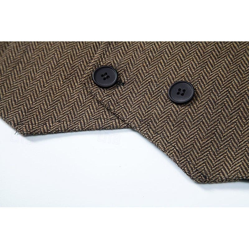 Denton Herringbone Tweed Double Breasted Waistcoat
