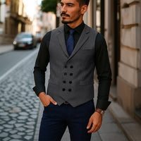 Denton Herringbone Tweed Double Breasted Waistcoat
