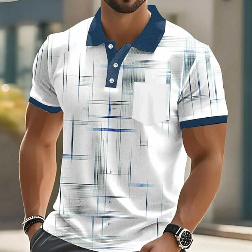 Adrian Geometric Print Short Sleeve Polo_1