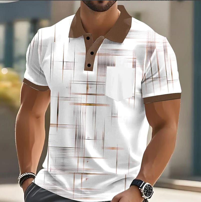 Adrian Geometric Print Short Sleeve Polo_2