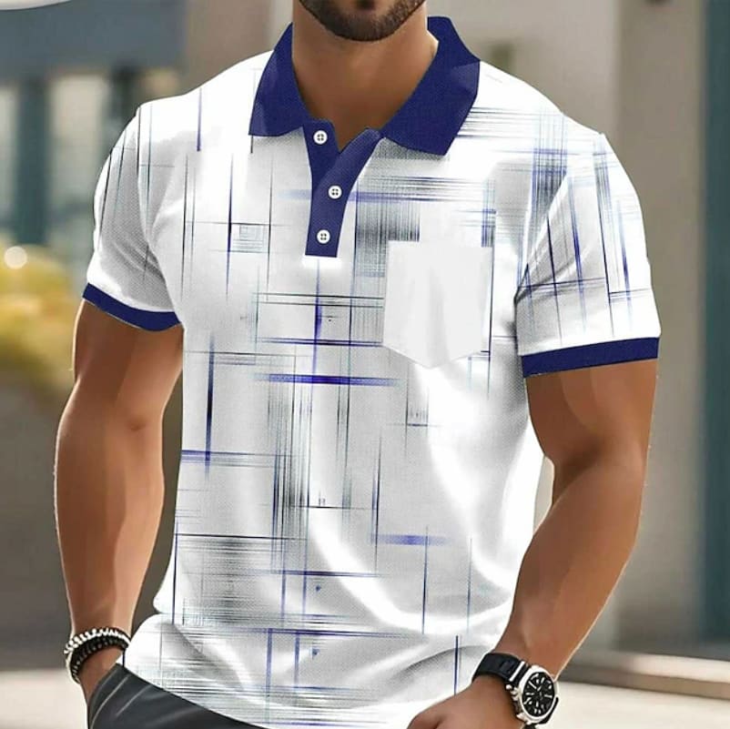 Adrian Geometric Print Short Sleeve Polo_3