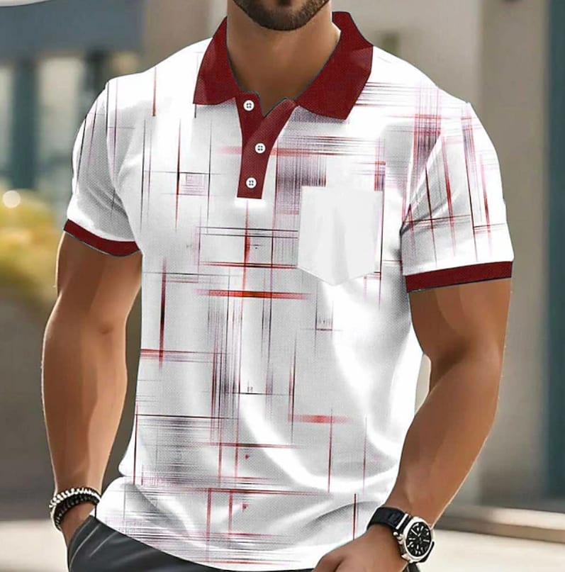 Adrian Geometric Print Short Sleeve Polo_4