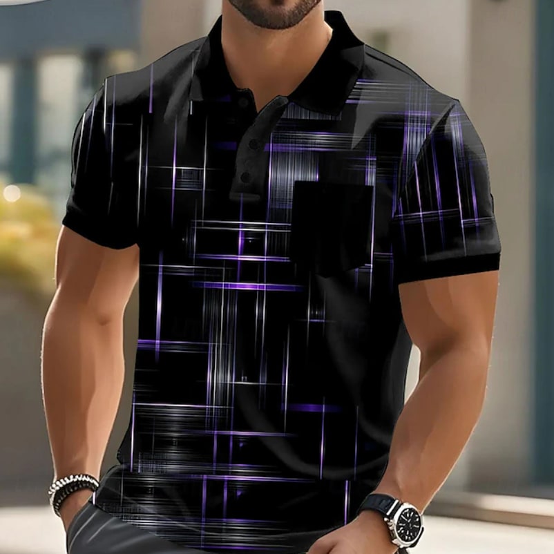 Adrian Geometric Print Short Sleeve Polo_6