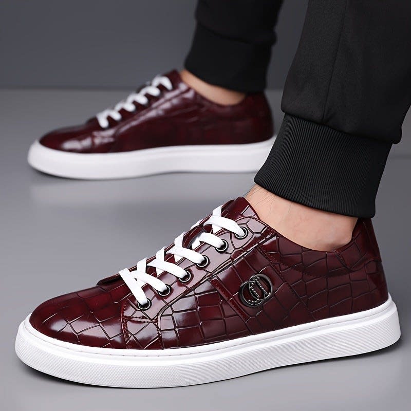 Manning Croc Texture Lace Up Sneakers