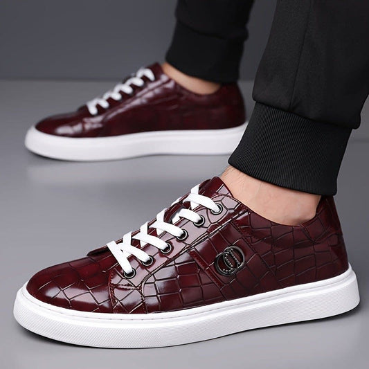 Manning Croc Texture Lace Up Sneakers_1