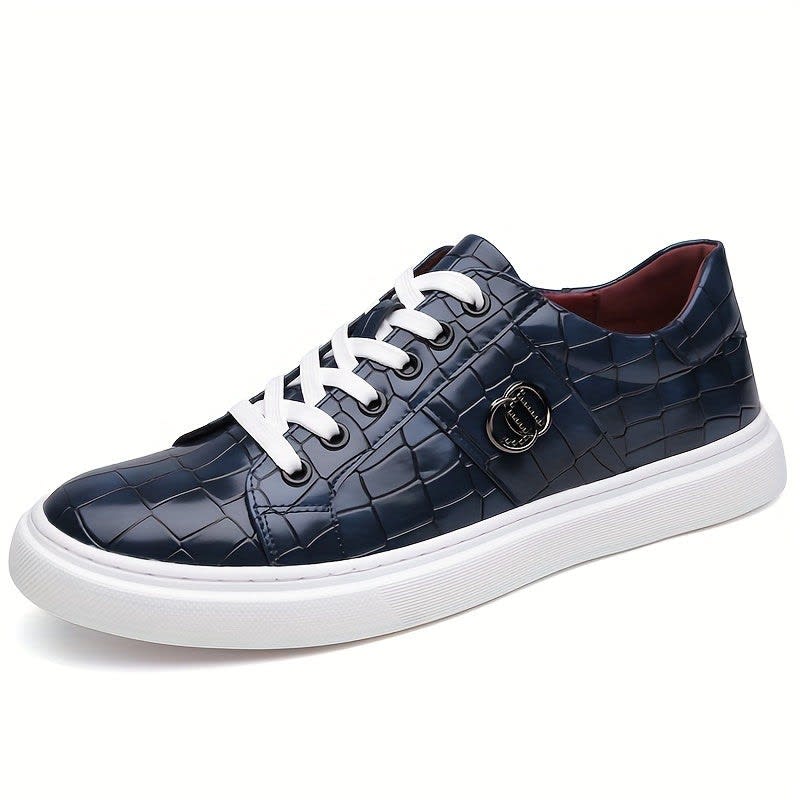 Manning Croc Texture Lace Up Sneakers