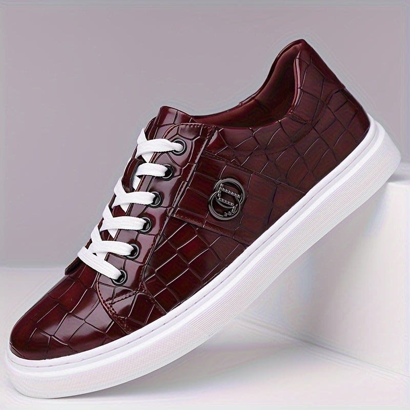 Manning Croc Texture Lace Up Sneakers