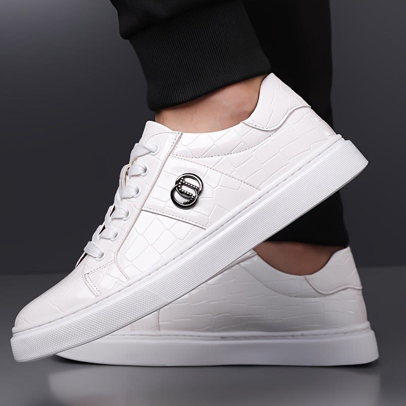 Manning Croc Texture Lace Up Sneakers