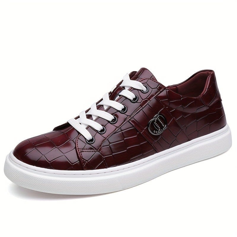 Manning Croc Texture Lace Up Sneakers