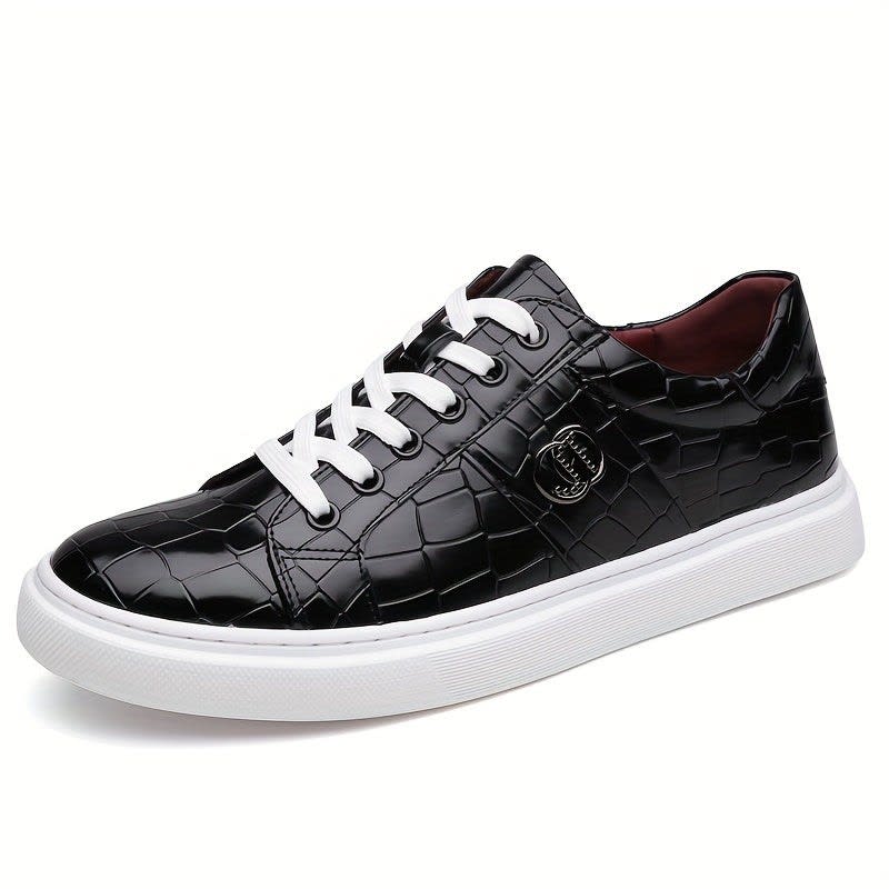 Manning Croc Texture Lace Up Sneakers