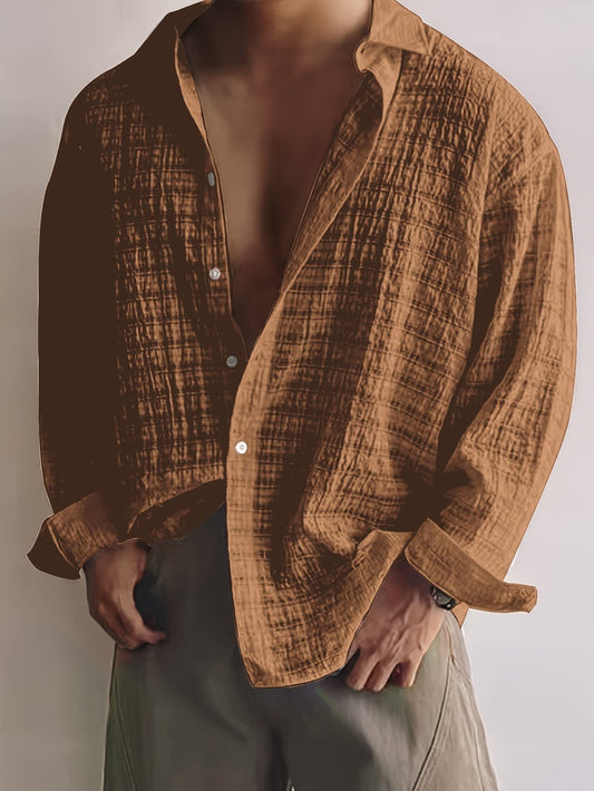 Albie Crinkled Weave Long Sleeve Shirt_1