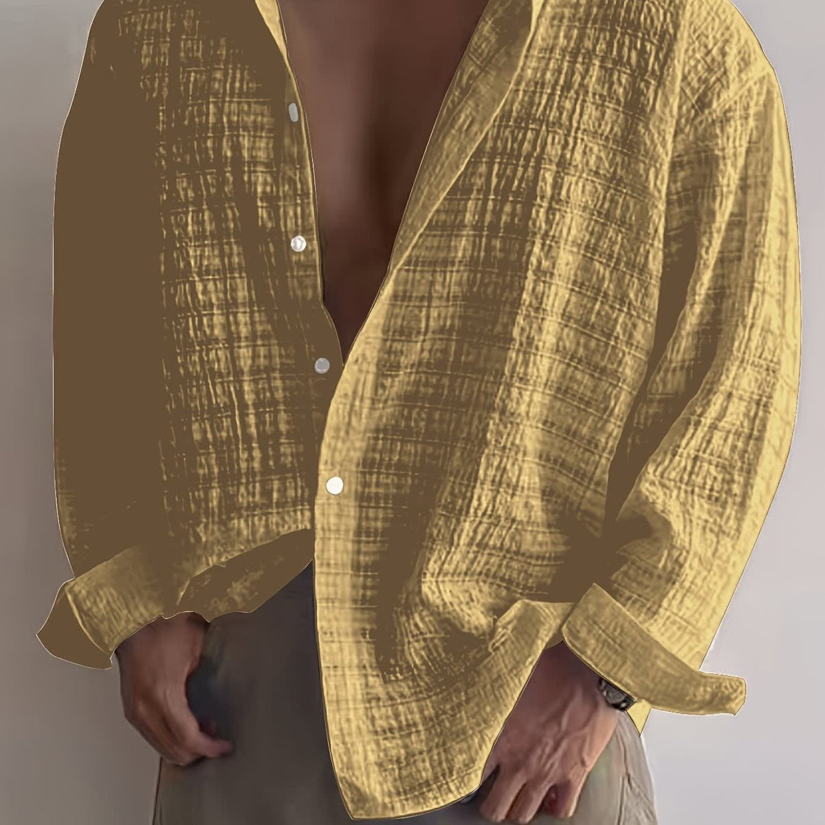 Albie Crinkled Weave Long Sleeve Shirt
