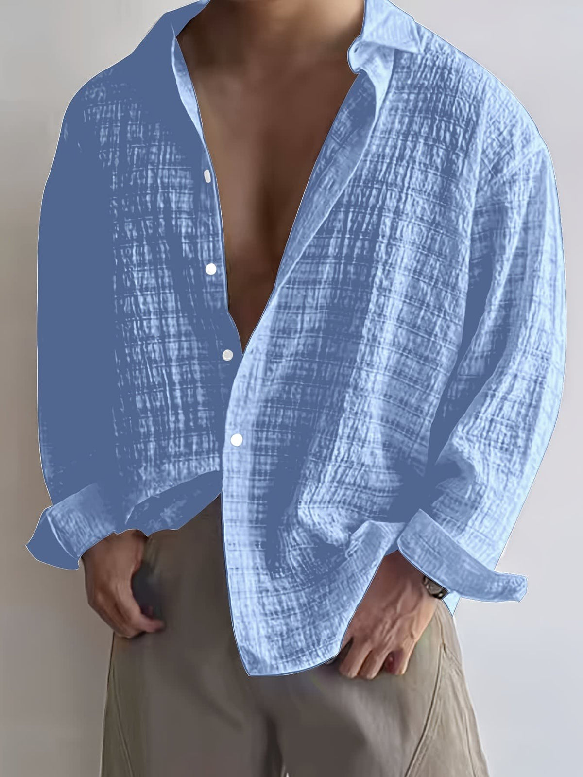 Albie Crinkled Weave Long Sleeve Shirt