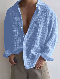 Albie Crinkled Weave Long Sleeve Shirt