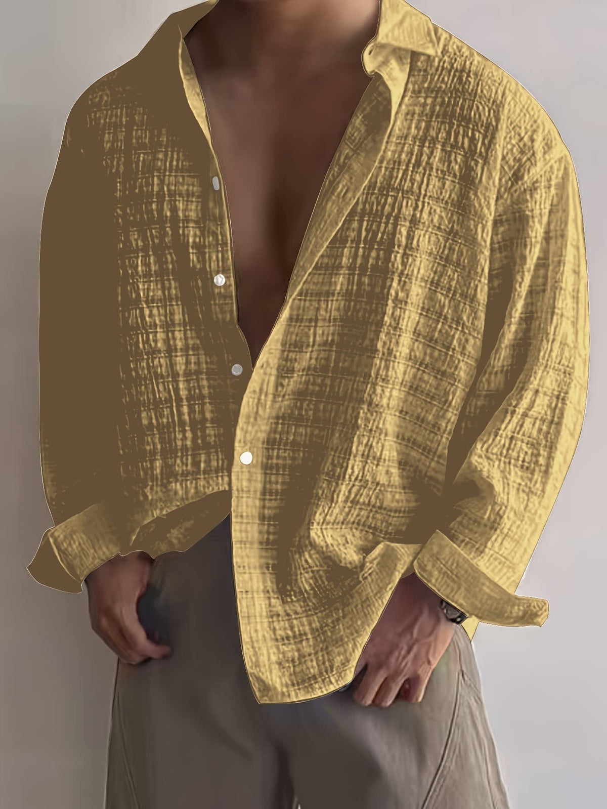 Albie Crinkled Weave Long Sleeve Shirt