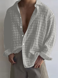 Albie Crinkled Weave Long Sleeve Shirt