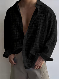 Albie Crinkled Weave Long Sleeve Shirt