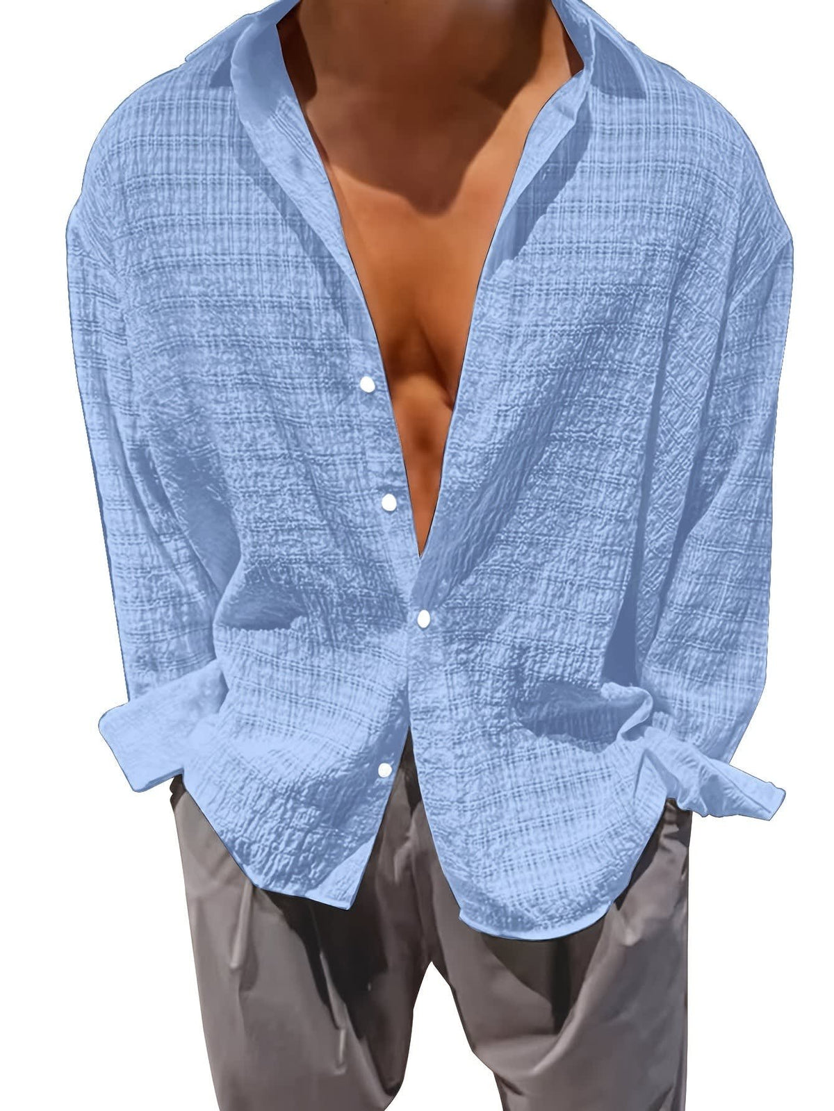 Albie Crinkled Weave Long Sleeve Shirt