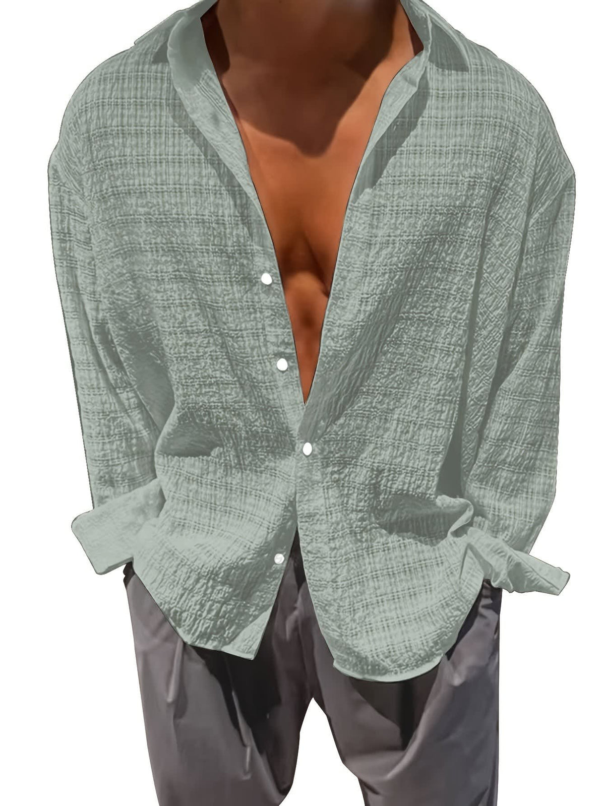 Albie Crinkled Weave Long Sleeve Shirt