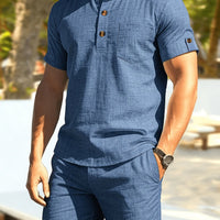 Morton Stand Collar Shirt and Shorts Set