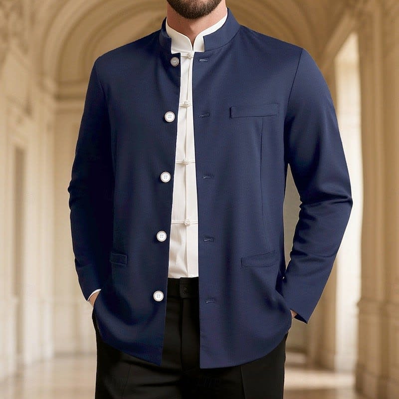 Delmar Mandarin Collar Button Front Jacket