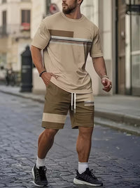 Prosper Stripe Panel Tee and Shorts Set
