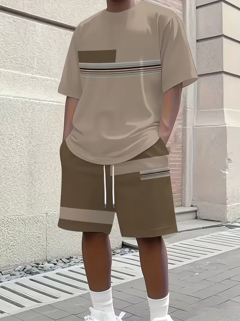 Prosper Stripe Panel Tee and Shorts Set