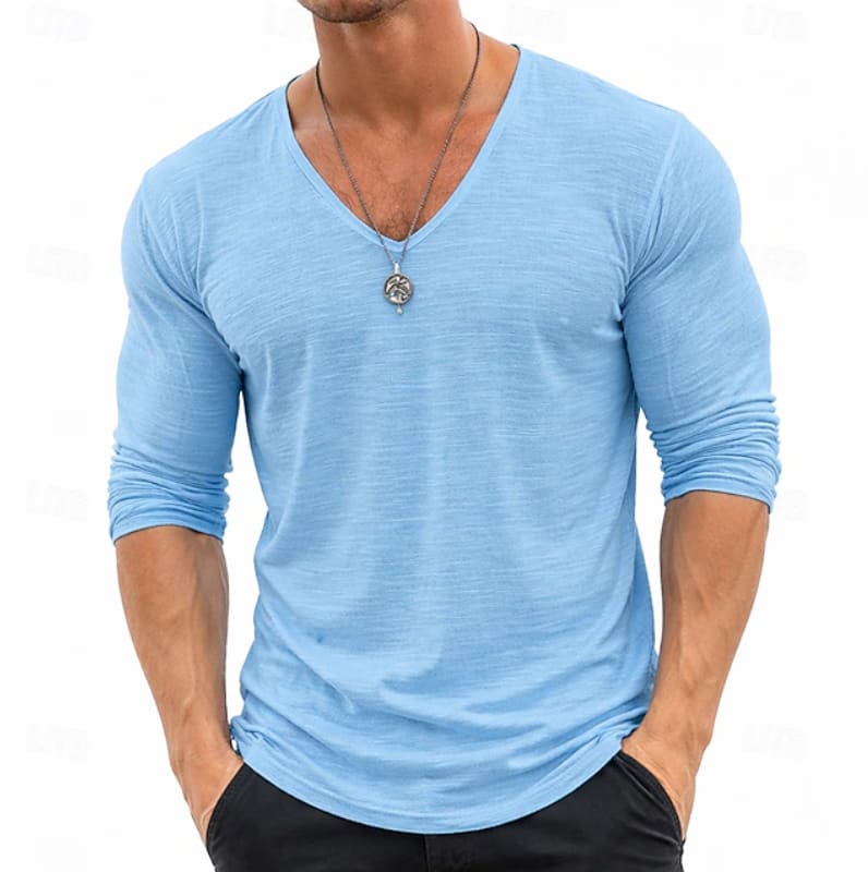Tanner Slub Knit V Neck Long Sleeve Tee