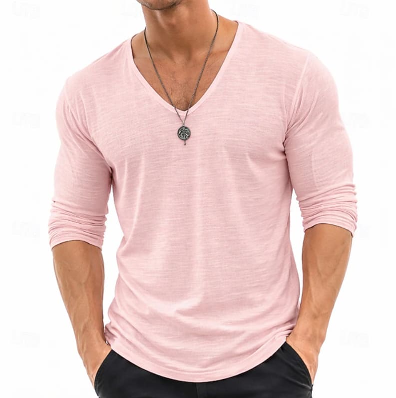 Tanner Slub Knit V Neck Long Sleeve Tee
