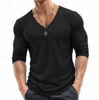 Tanner Slub Knit V Neck Long Sleeve Tee