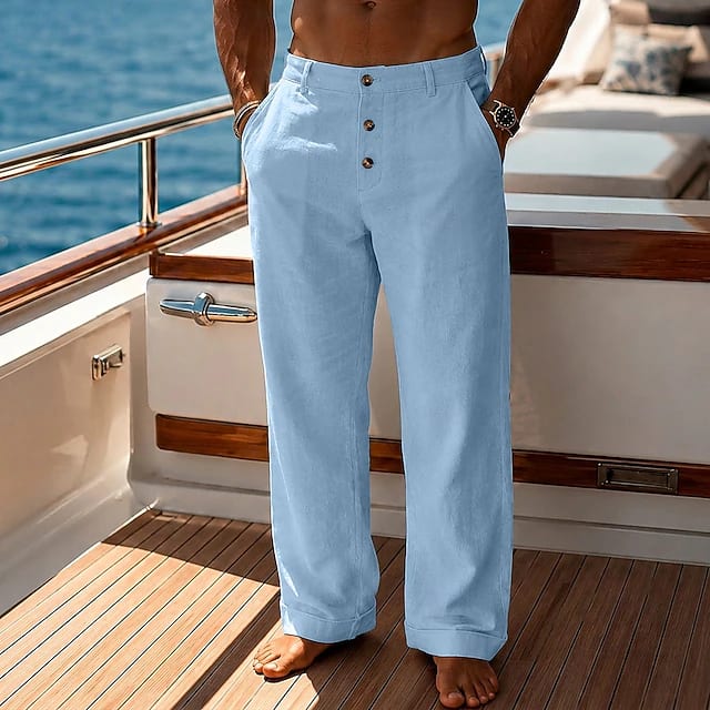 Calder Button Fly Wide Leg Trousers