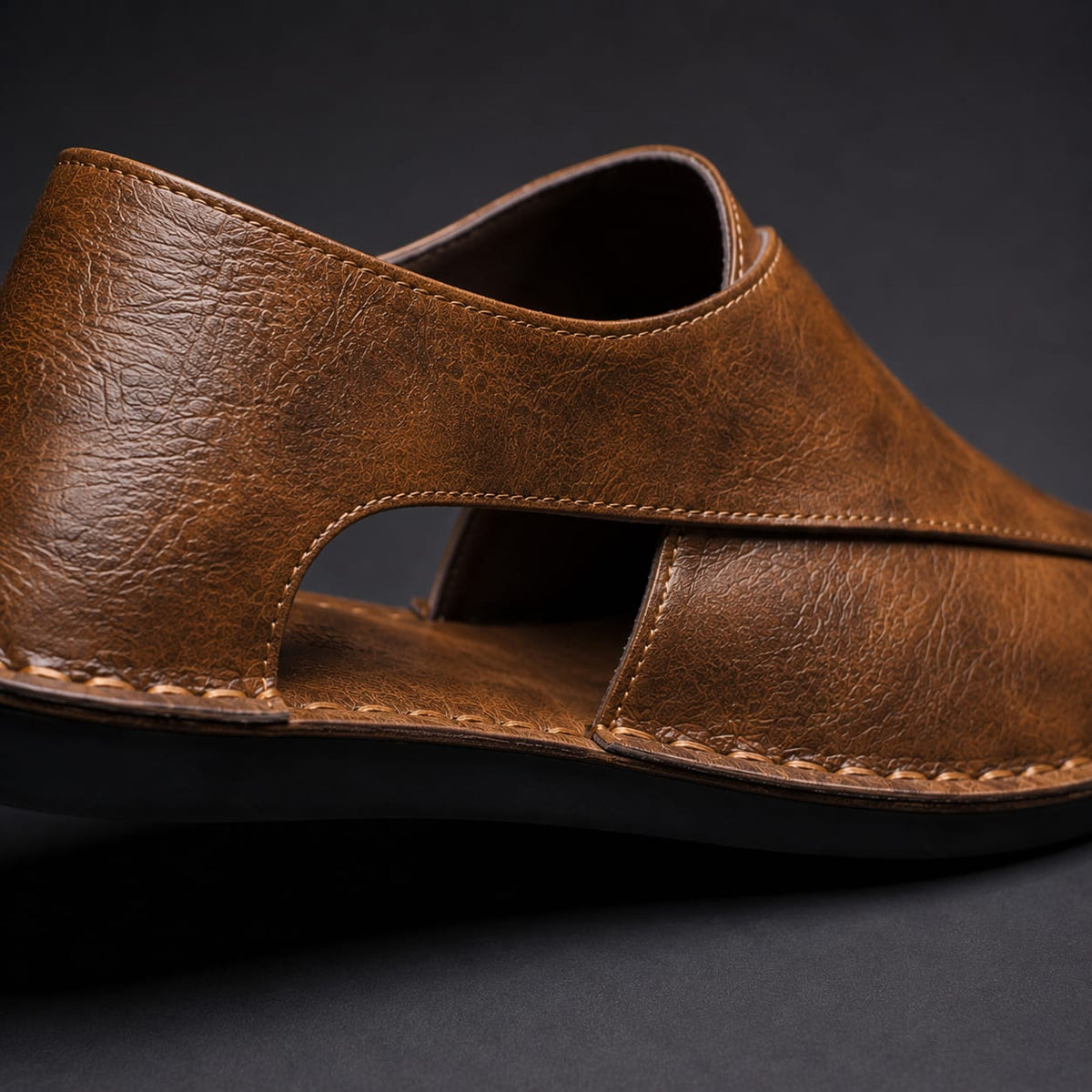 Leander Textured Leather Open Toe Sandals