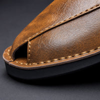 Leander Textured Leather Open Toe Sandals