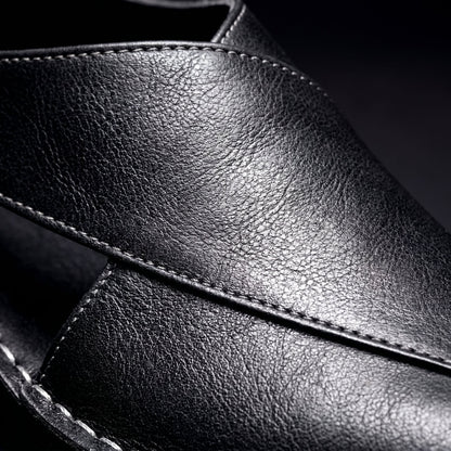 Leander Textured Leather Open Toe Sandals_7