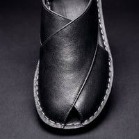 Leander Textured Leather Open Toe Sandals
