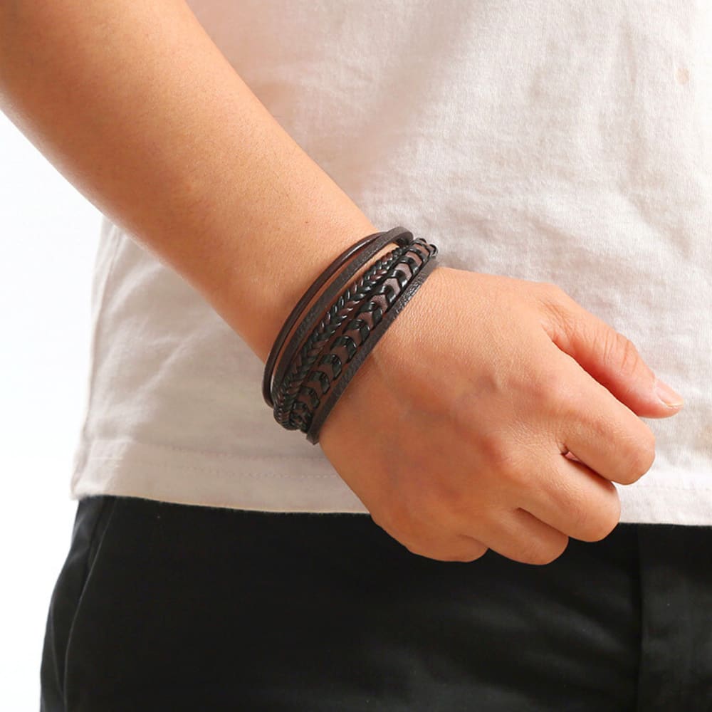 Drake Braided Faux Leather Bracelet