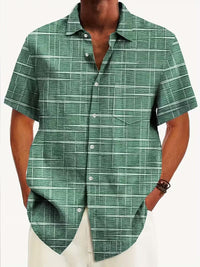 Damon Grid Line Print Short Sleeve Shirt